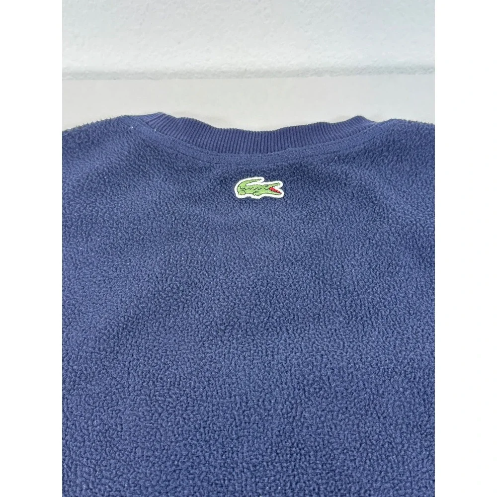 Lacoste LIVE Fleece Sweatshirt Diamond‎ Logo Pullover Navy Blue Mens - Picture 4 of 10